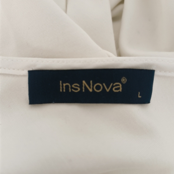 Cream Fit and Flare Mini Dress with Cold Shoulder 37 - Picture 4 of 4